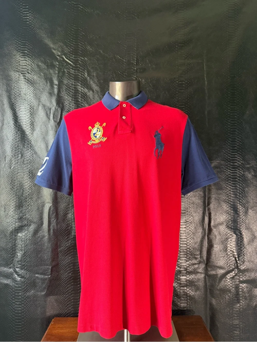 Polo Ralph Lauren Men’s XL Short Sleeve Polo Shirt Red and Blue Colorblock
